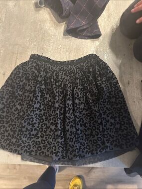 Black Leopard Print Tulle Mini Skirt